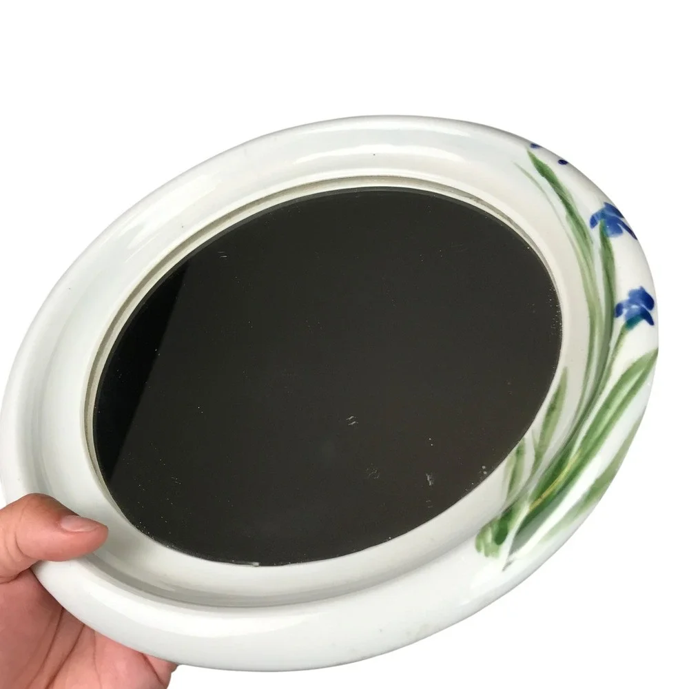 Vintage Floral Accent Oval Mirror,‎ Decorative Vanity Mirror, Home Decor, Cute
